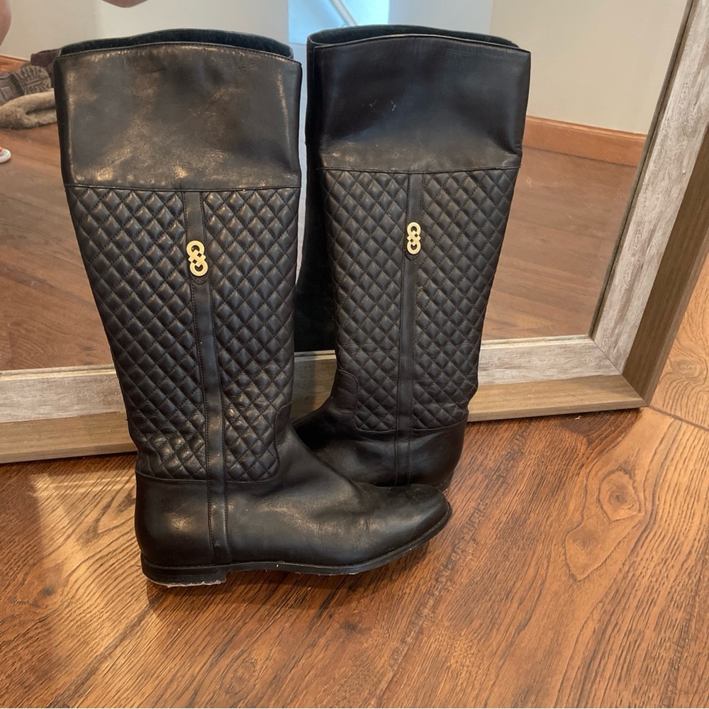 Cole Haan Black Quilted Heeled Boots